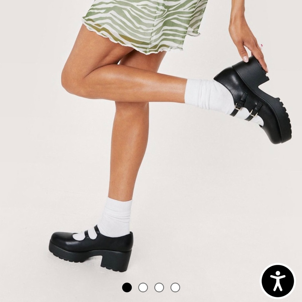 {Nastygal} chunky black faux leather platform Mary Jane pumps